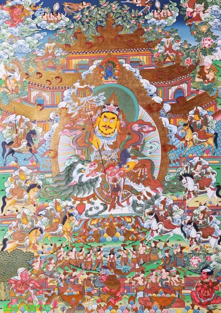 编号138-401390：彩绘唐卡-八马财神（100*70CM左右）
