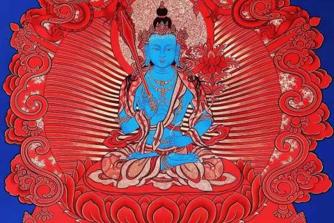 编号138-777535：彩绘唐卡-虚空藏菩萨（70*50CM左右）