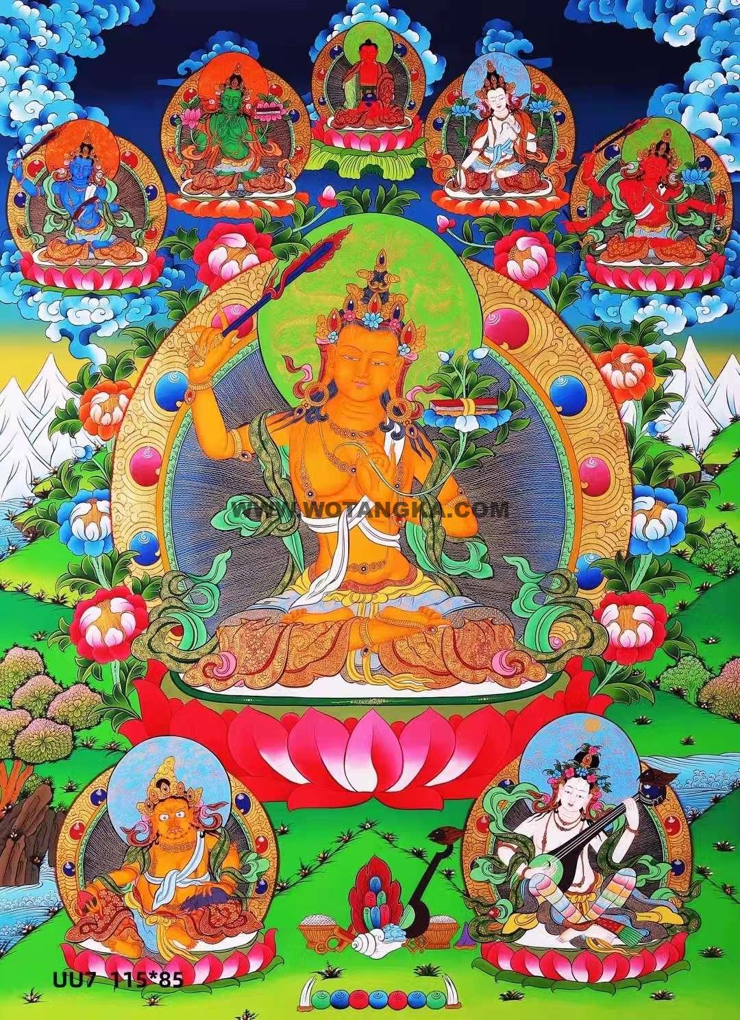 编号138-110039：彩绘唐卡-文殊菩萨（115*85CM左右）