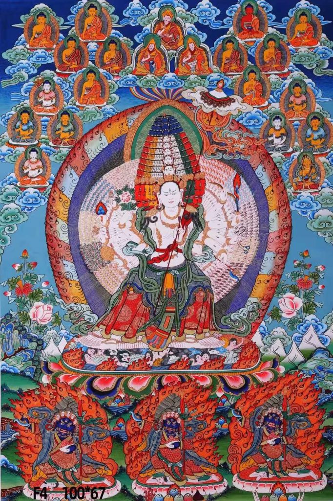 编号138-976447：彩绘唐卡-大白伞盖佛母（100*67CM左右）
