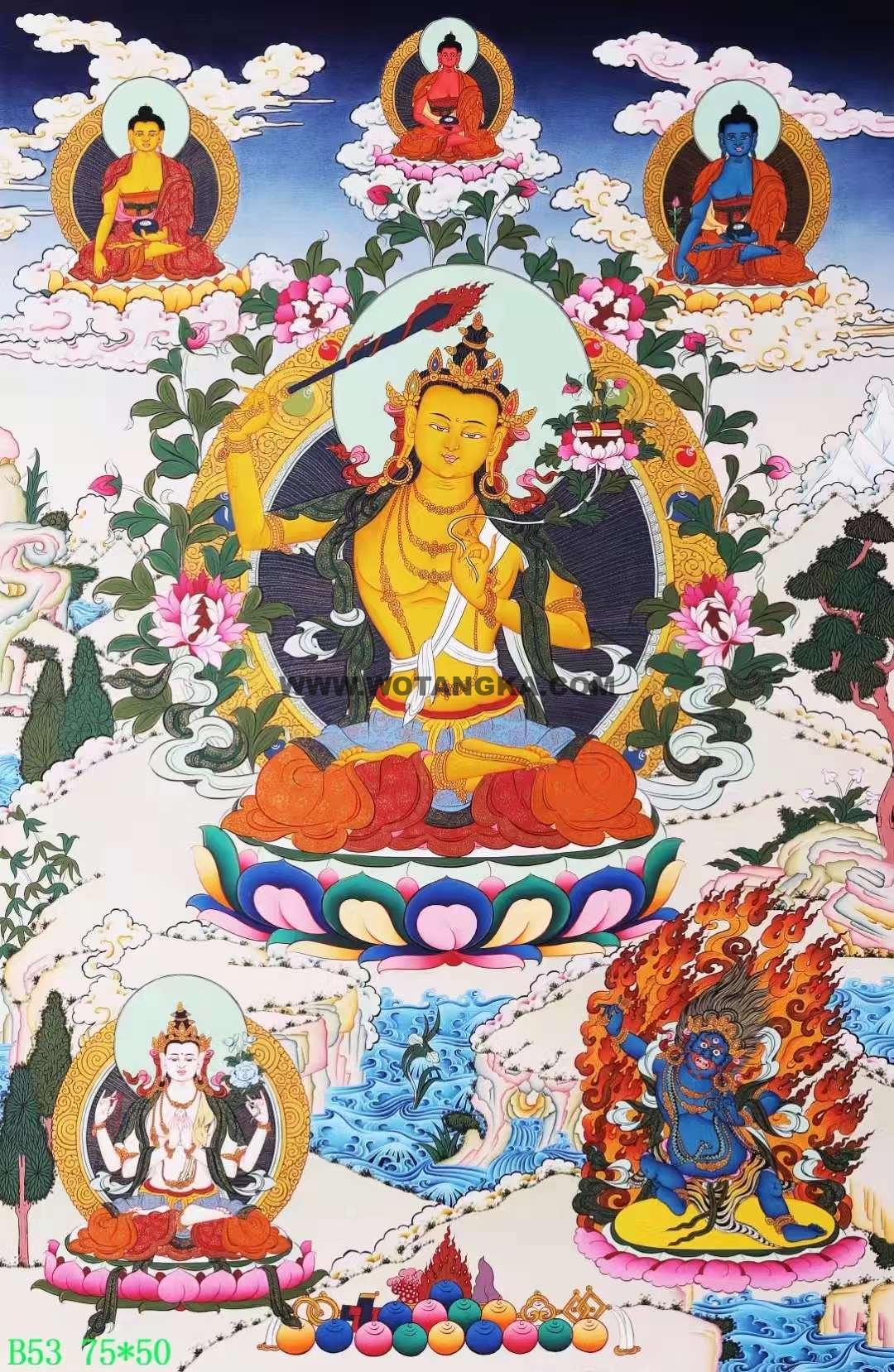 编号138-854088：彩绘唐卡-文殊菩萨（75*50CM左右）