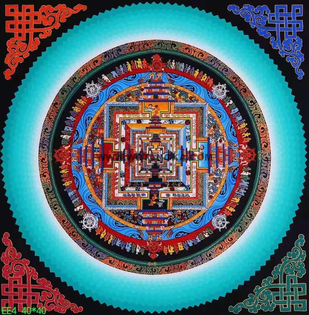 编号138-587540：彩绘唐卡-时轮金刚坛城（40*40CM左右）