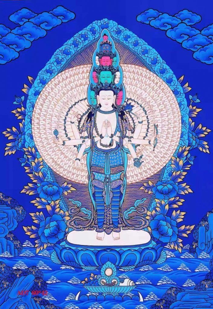 编号158-277245：蓝金唐卡-千手观音（60*42CM左右）