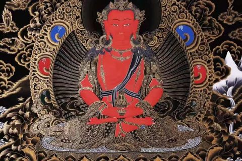 编号138-223783：彩绘唐卡-长寿佛（60*45CM左右）