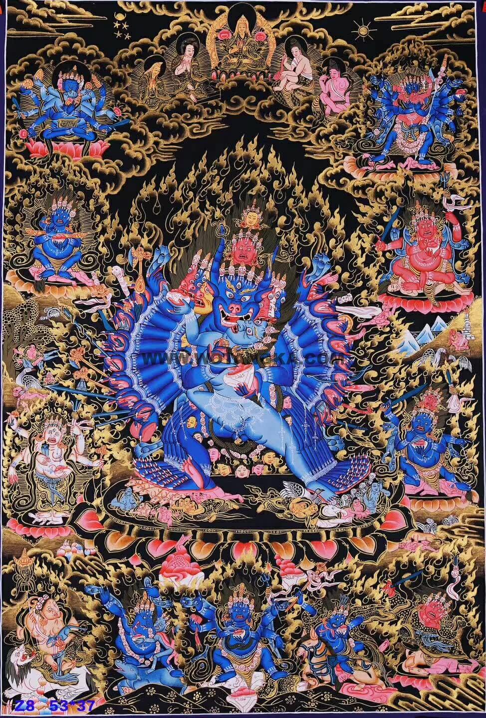 编号158-777487：彩绘唐卡-大威德金刚（53*37CM左右）