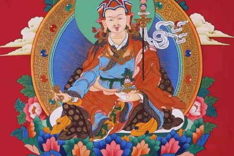编号138-724733：彩绘唐卡-莲花生大士（58*43CM左右）