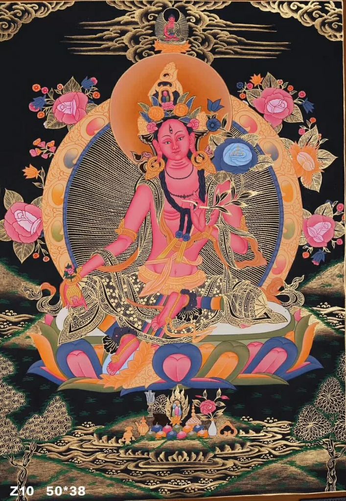 编号158-398375：彩绘唐卡-红度母（50*38CM左右）