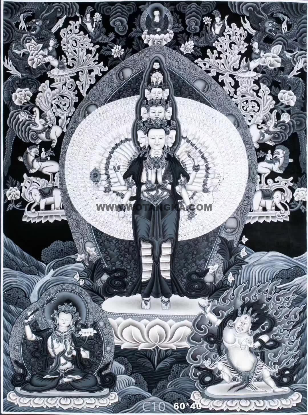 编号158-137931：彩绘唐卡-千手观音（60*40CM左右）