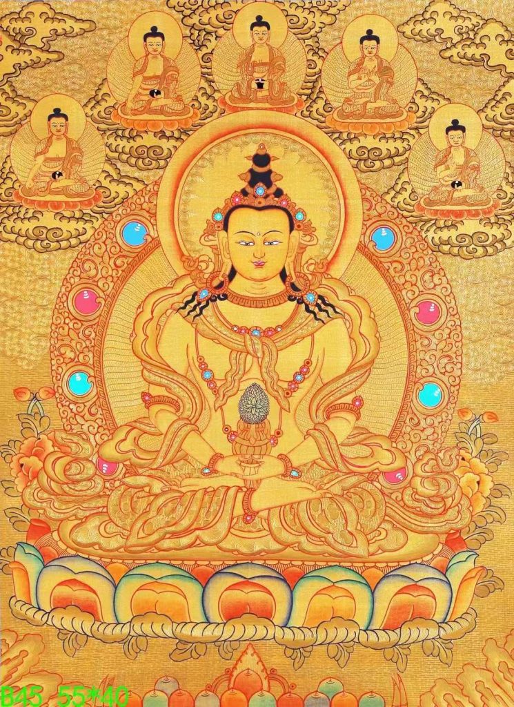 编号138-608034：黄金唐卡-长寿佛（55*40CM左右）