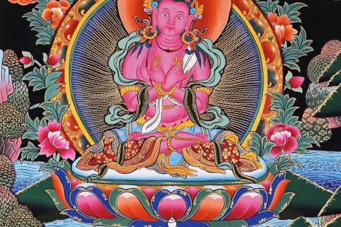 编号158-803614：彩绘唐卡-金刚总持佛（44*33CM左右）