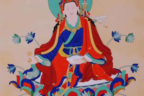 编号158-727106：彩绘唐卡-莲花生大士（80*60CM左右）