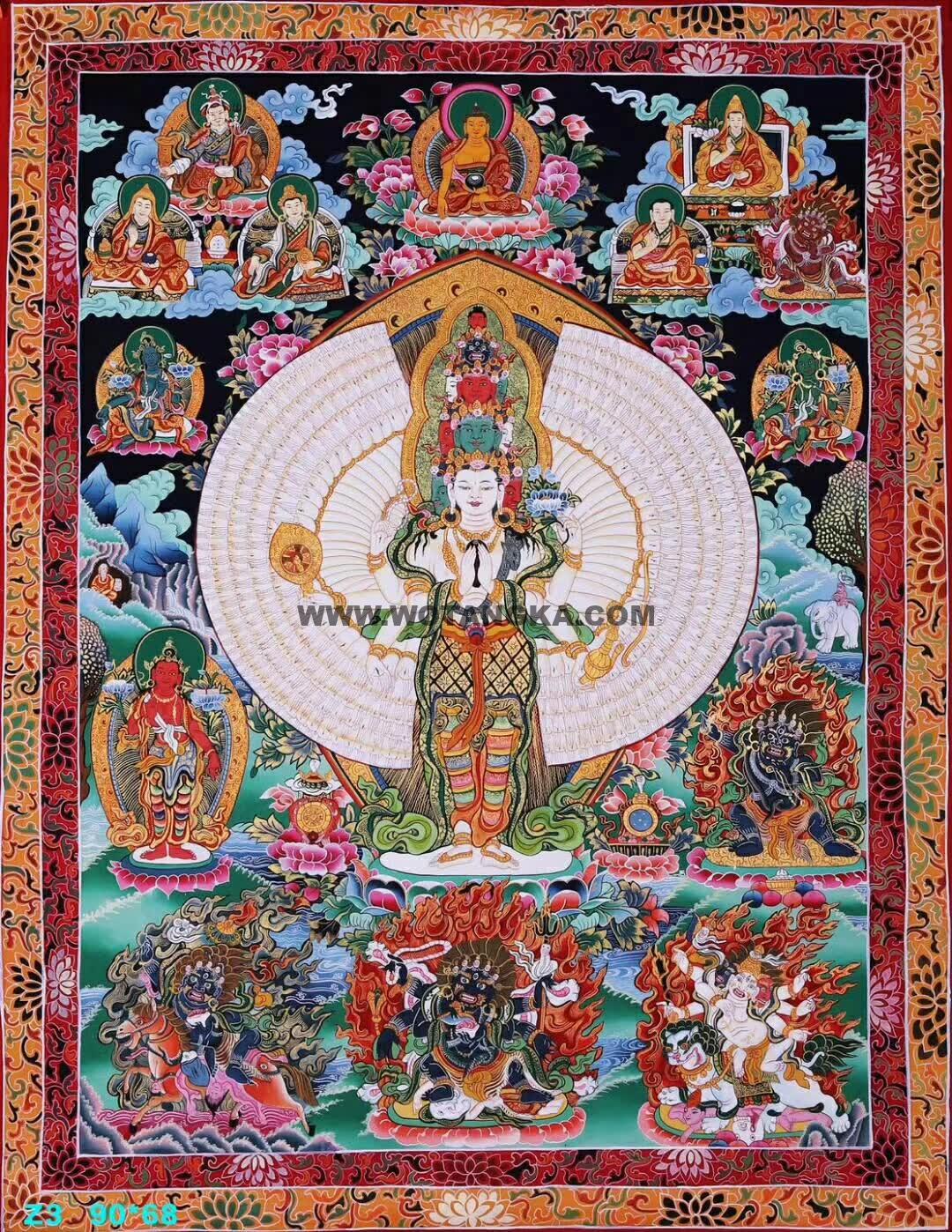 编号158-377190：彩绘唐卡-千手观音（90*68CM左右）