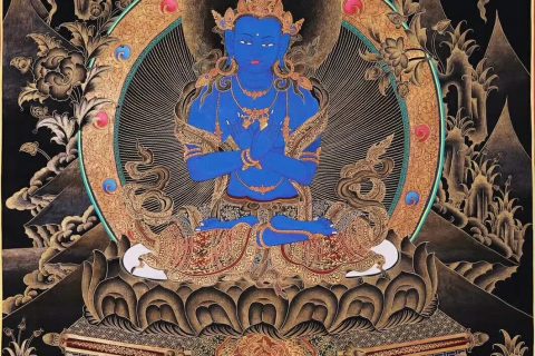 编号158-987894：黑金唐卡-金刚总持佛（60*45CM左右）