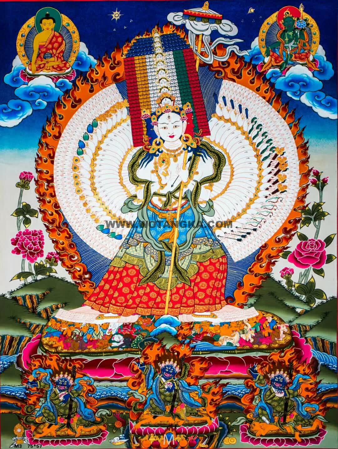 编号158-852071：彩绘唐卡-大白伞盖佛母（75*57CM左右）