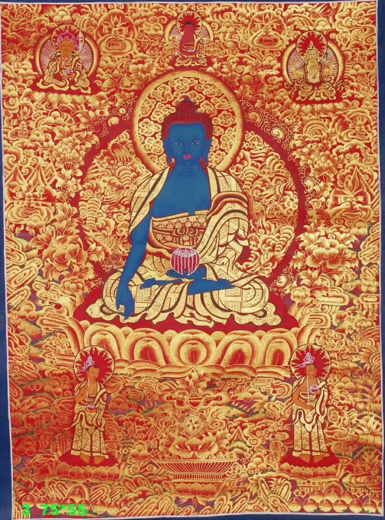 编号158-320313：红金唐卡-药师佛（75*55CM左右）