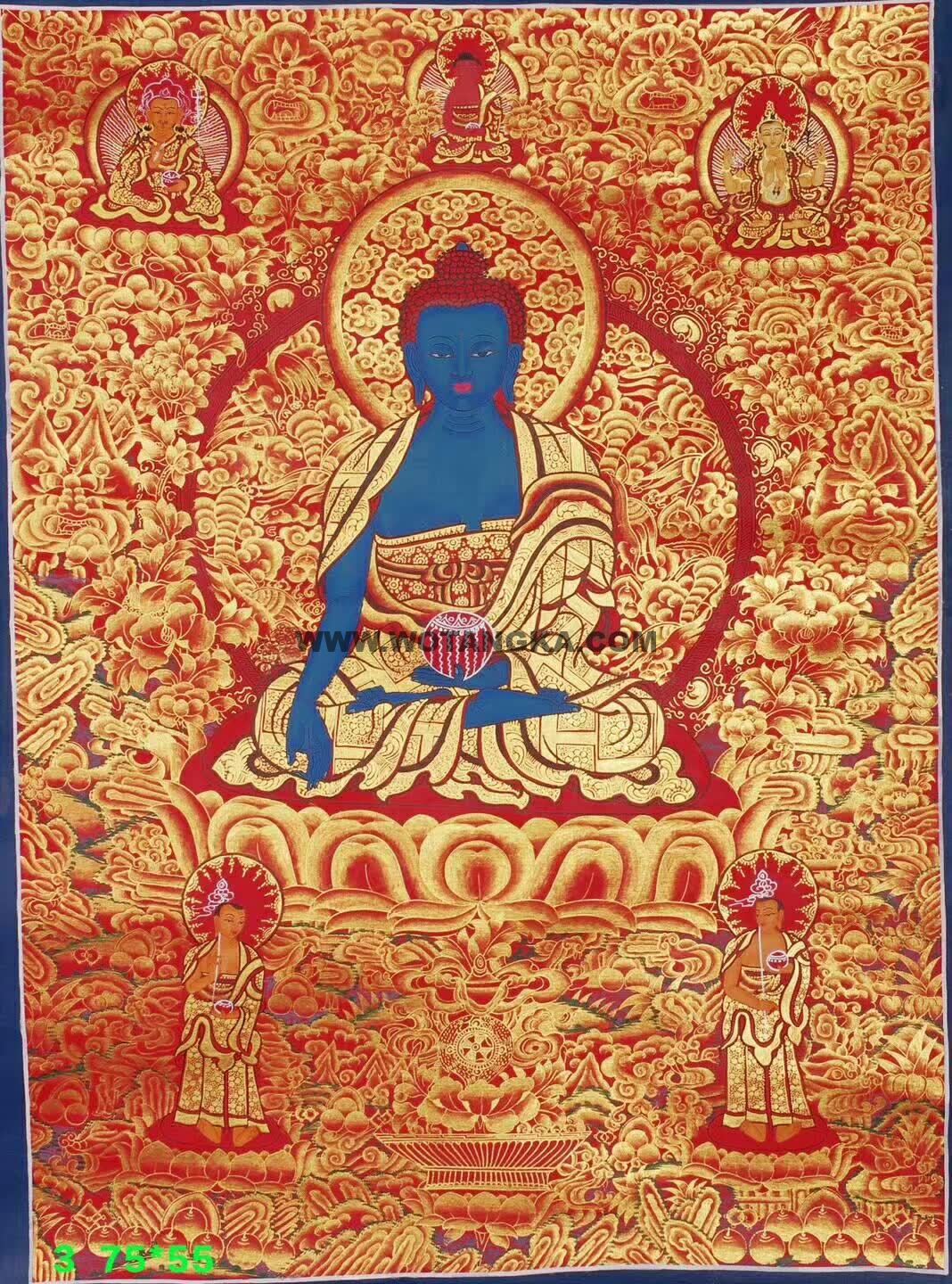 编号158-320313：红金唐卡-药师佛（75*55CM左右）