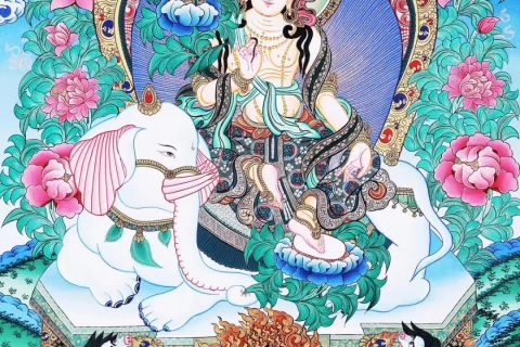 编号158-202033：彩绘唐卡-普贤菩萨（65*45CM左右）