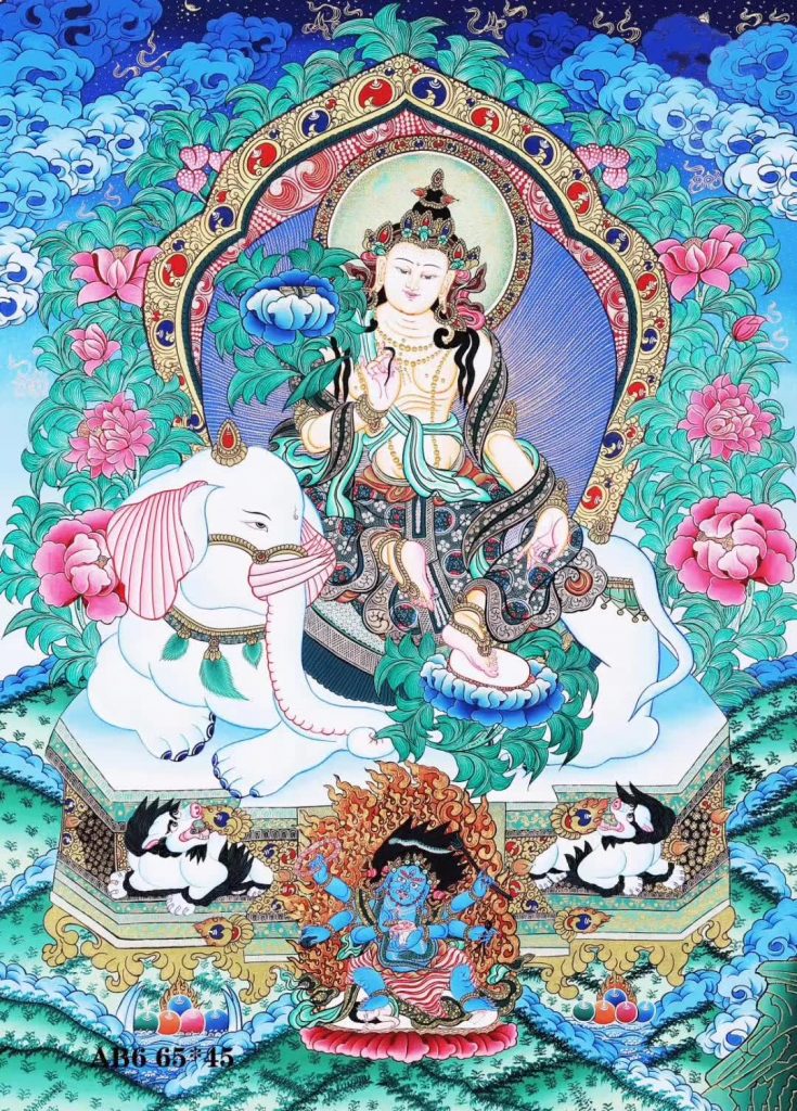 编号158-202033：彩绘唐卡-普贤菩萨（65*45CM左右）