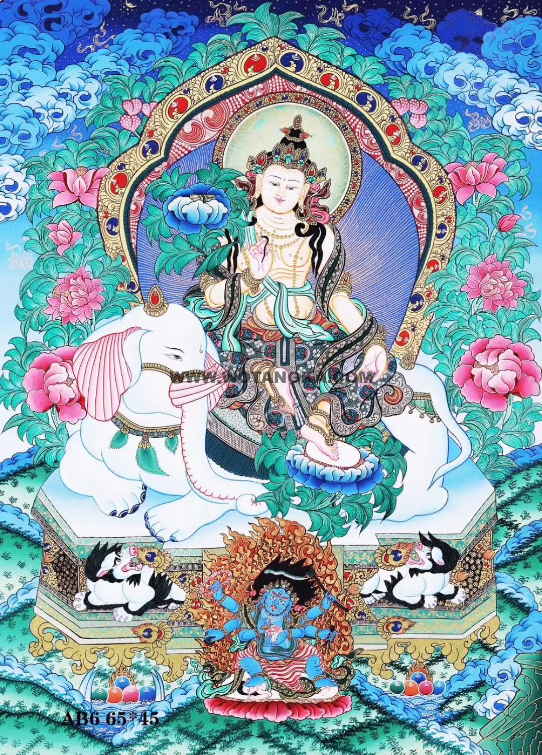 编号158-202033：彩绘唐卡-普贤菩萨（65*45CM左右）