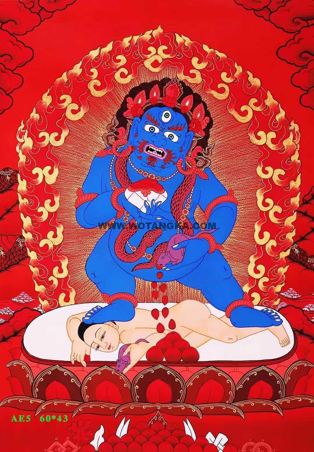 编号158-591921：红金唐卡-黑财神（60*43CM左右）