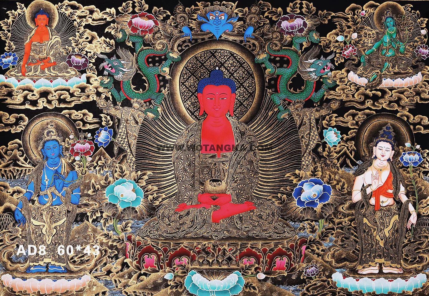 编号158-406957：黑金唐卡-阿弥陀佛（60*43CM左右）