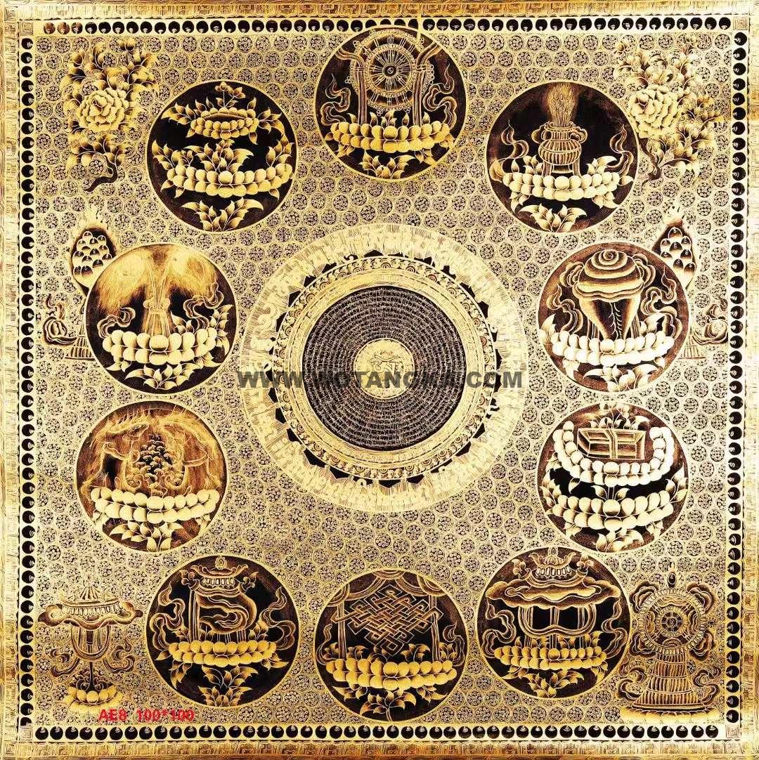 编号158-932787：黑金唐卡-吉祥八宝坛城（100*100CM左右）