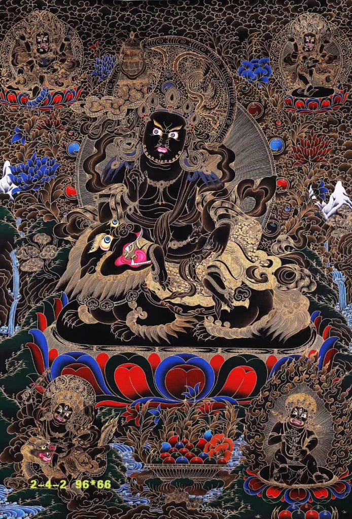 编号158-622062：黑金唐卡-财宝天王（96*66CM左右）