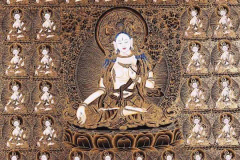 编号158-902688：黑金唐卡-一百零八·白度母（77*52CM左右）