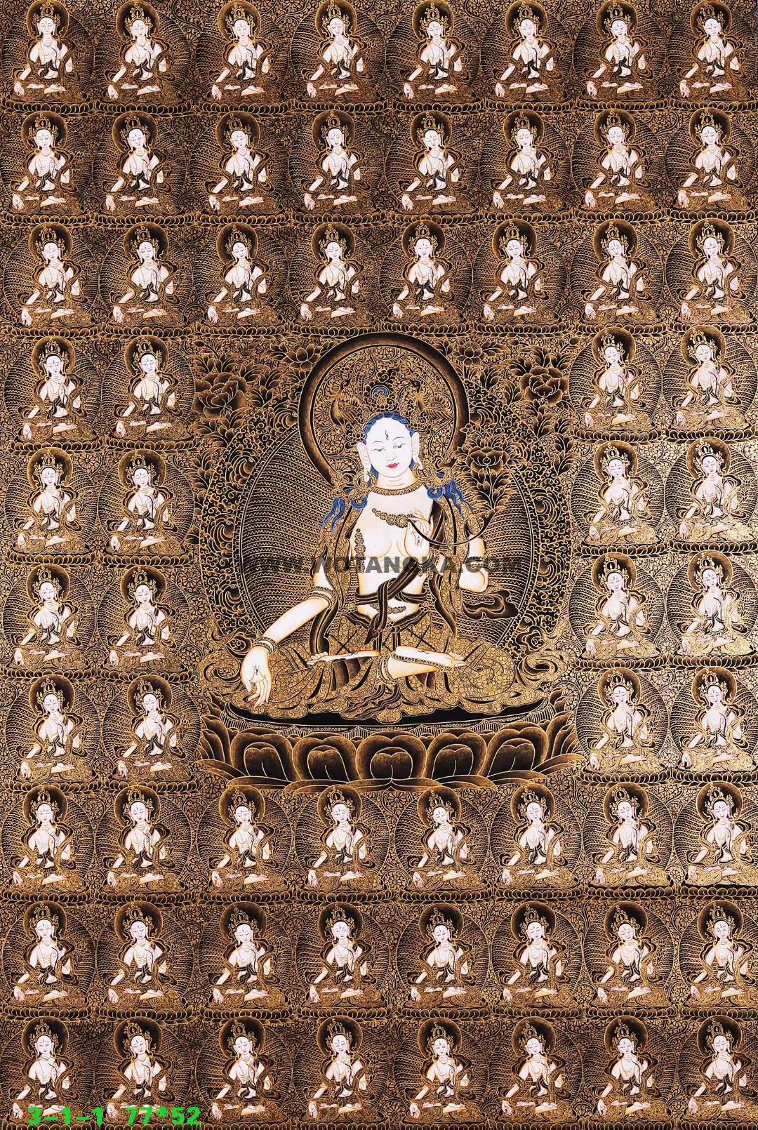 编号158-902688：黑金唐卡-一百零八·白度母（77*52CM左右）