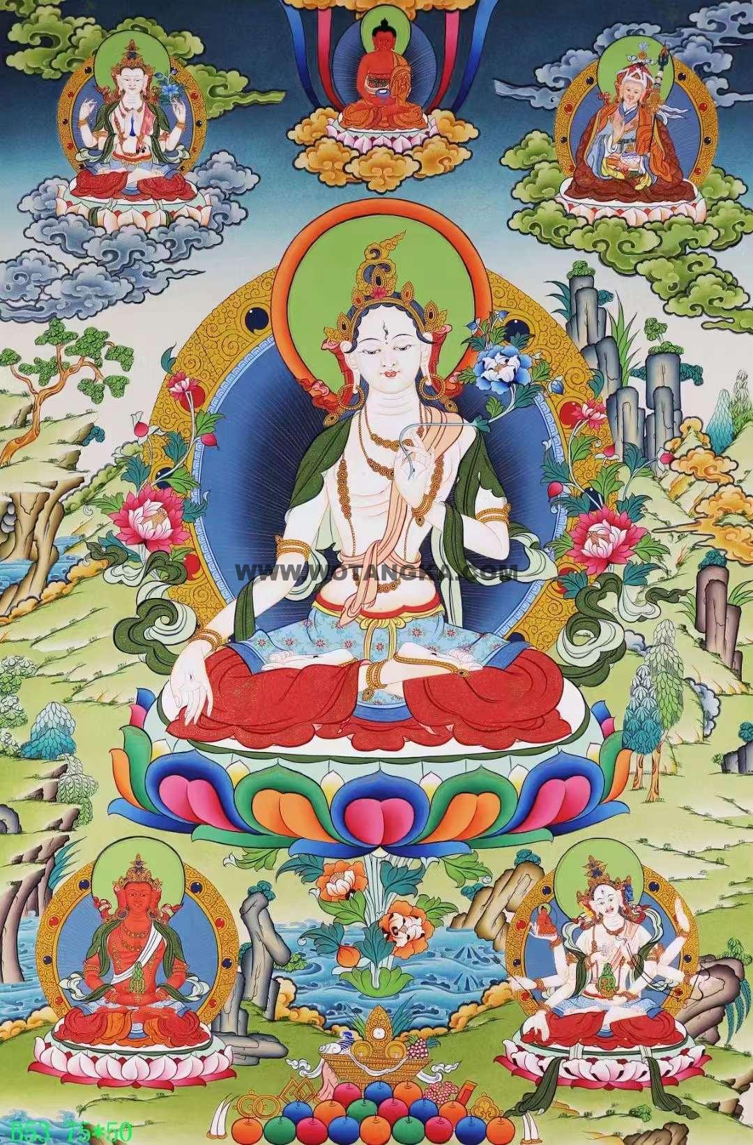 编号138-448415：彩绘唐卡-四臂观音（75*50CM左右）