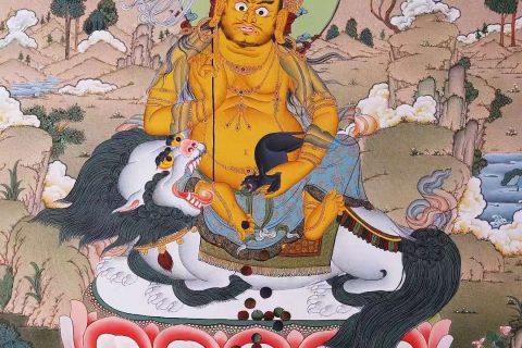 编号138-919942：彩绘唐卡-财宝天王（75*50CM左右）