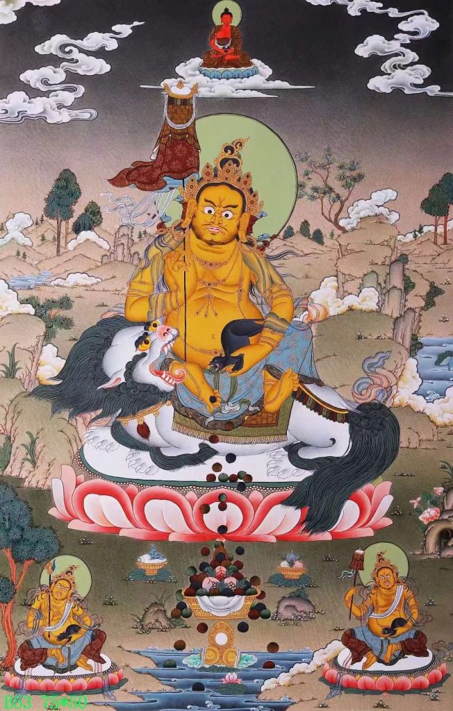 编号138-919942：彩绘唐卡-财宝天王（75*50CM左右）