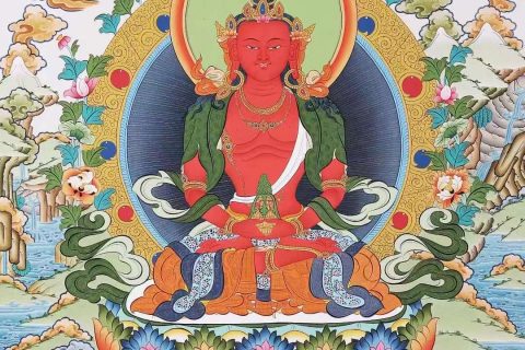 编号138-273111：彩绘唐卡-长寿佛（75*50CM左右）