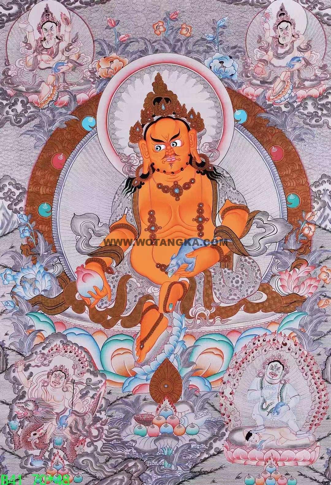 编号138-805594：白银唐卡-五方财神（70*48CM左右）