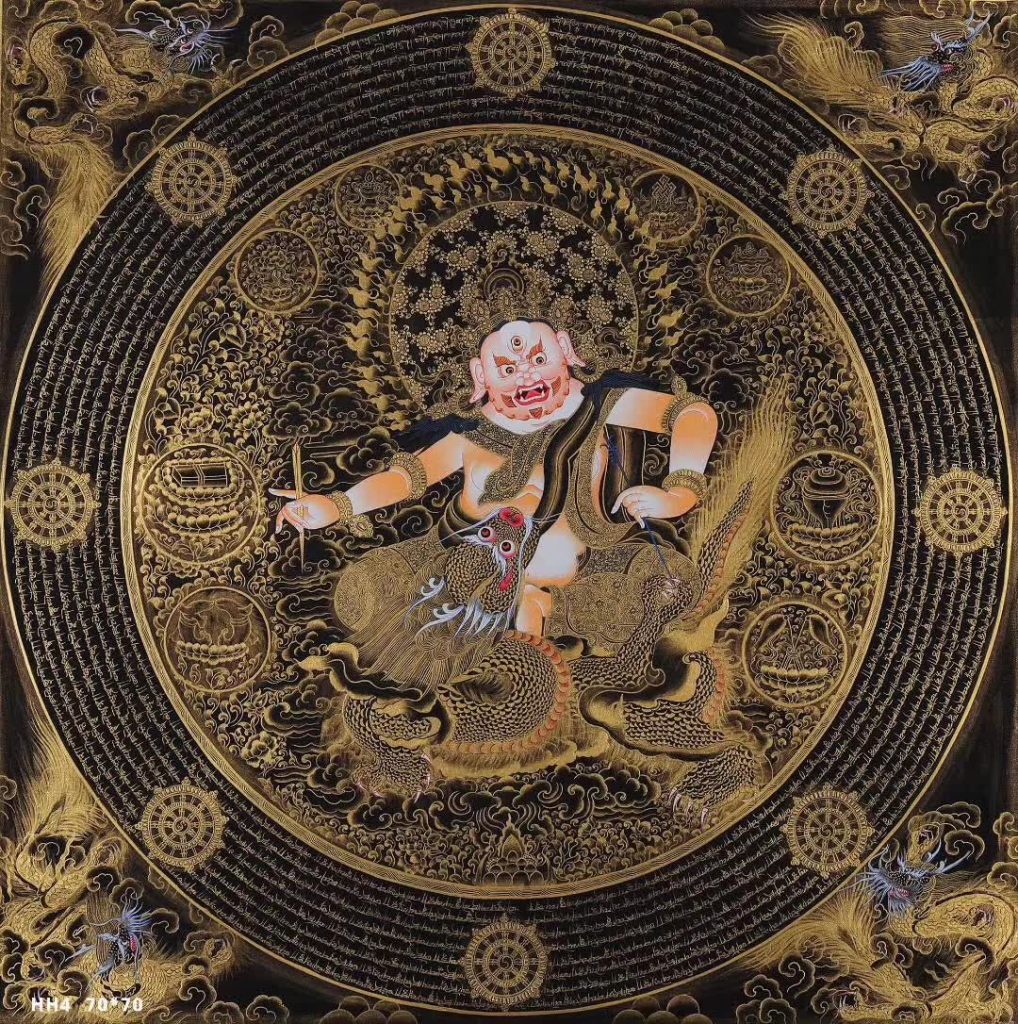 编号158-399588：黑金唐卡-白财神坛城（70*70CM左右）