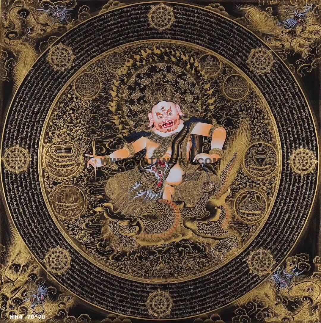 编号158-399588：黑金唐卡-白财神坛城（70*70CM左右）