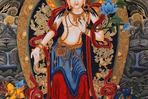 编号158-133443：彩绘唐卡-白度母（75*50CM左右）