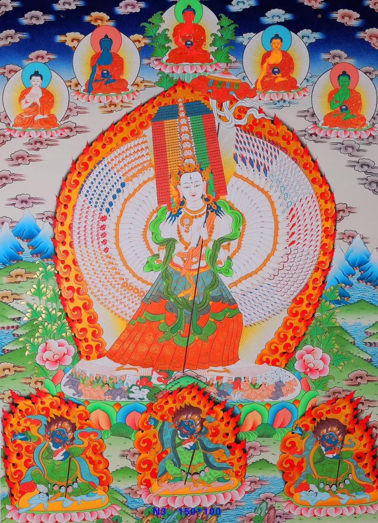 编号158-788539：彩绘唐卡-大白伞盖佛母（150*100CM左右）