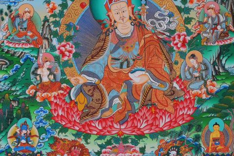 编号158-243490：彩绘唐卡-莲花生大士·莲师八相（100*70CM左右）