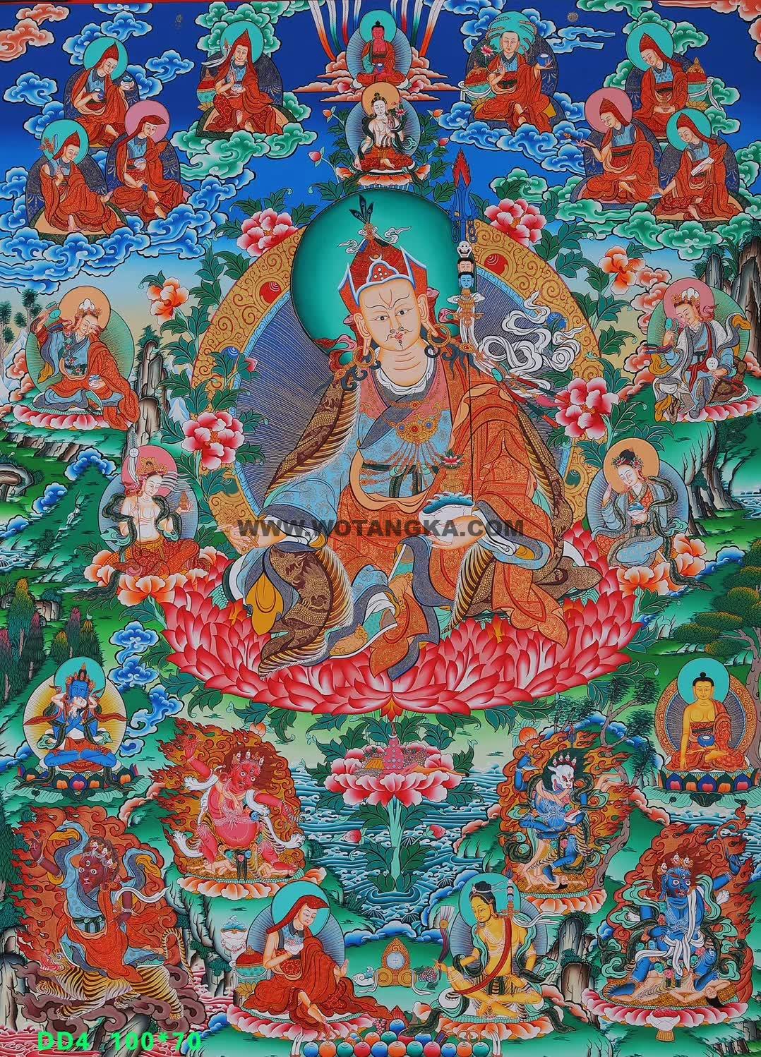 编号158-243490：彩绘唐卡-莲花生大士·莲师八相（100*70CM左右）