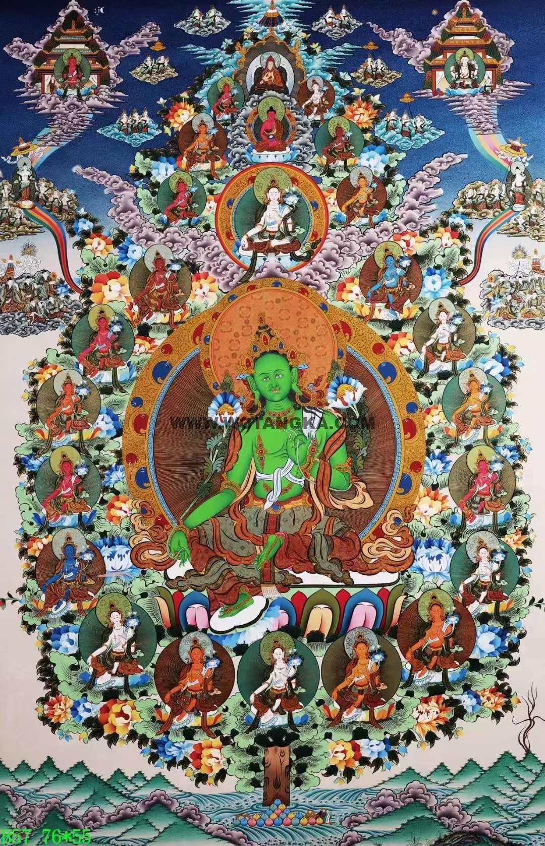 编号138-565652：彩绘唐卡-二十一度母（76*55CM左右）