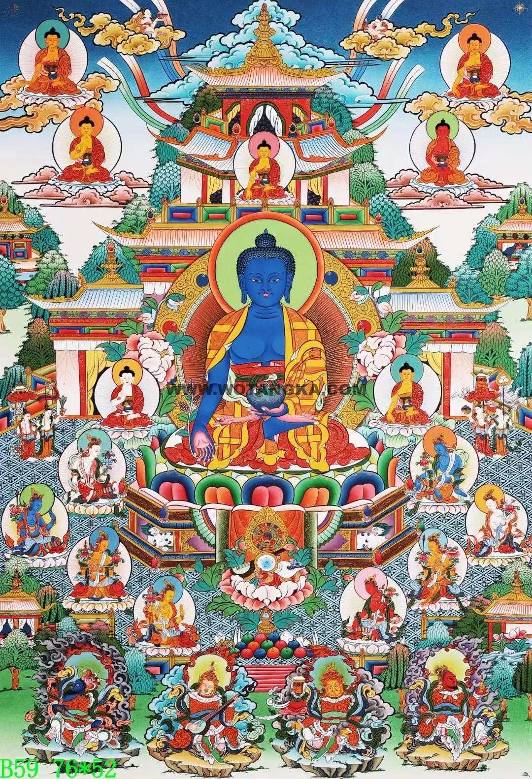 编号138-733425：彩绘唐卡-药师佛（76*52CM左右）