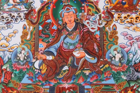 编号158-263825：彩绘唐卡-莲花生大士·莲师八相（90*60CM左右）