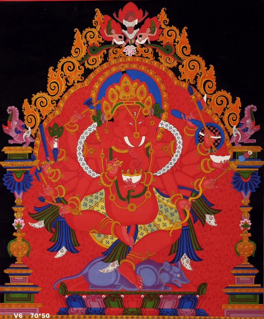 编号158-562042：红金唐卡-象鼻财神（70*50CM左右）