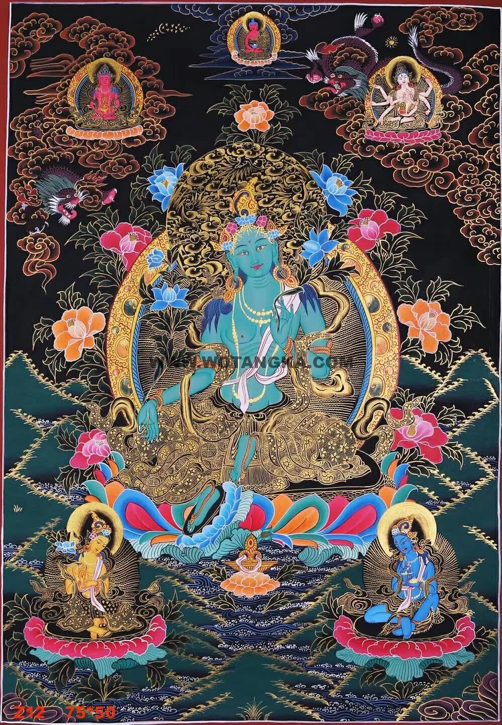 编号158-334806：彩绘唐卡-绿度母（75*50CM左右）