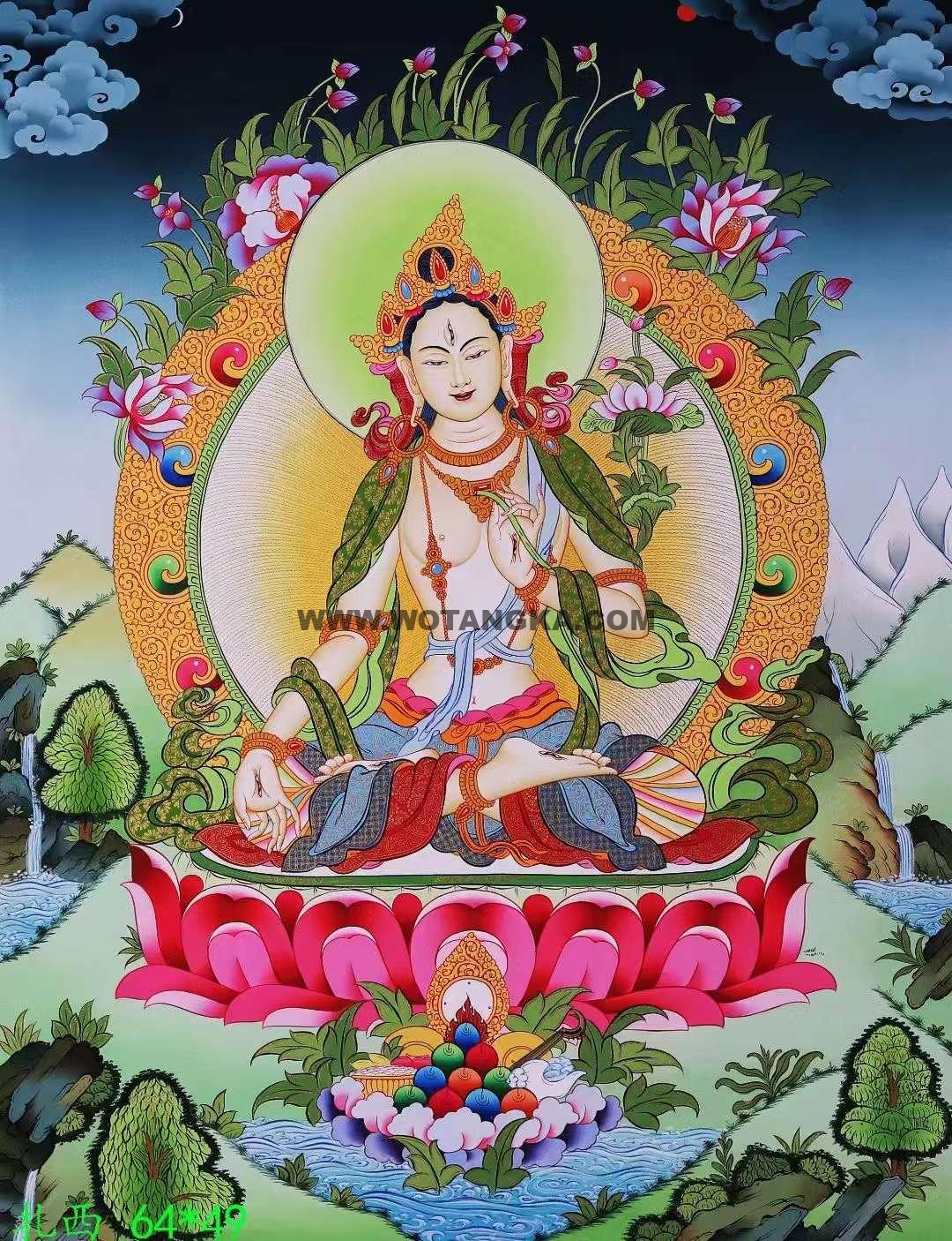 编号138-709731：彩绘唐卡-白度母（64*49CM左右）