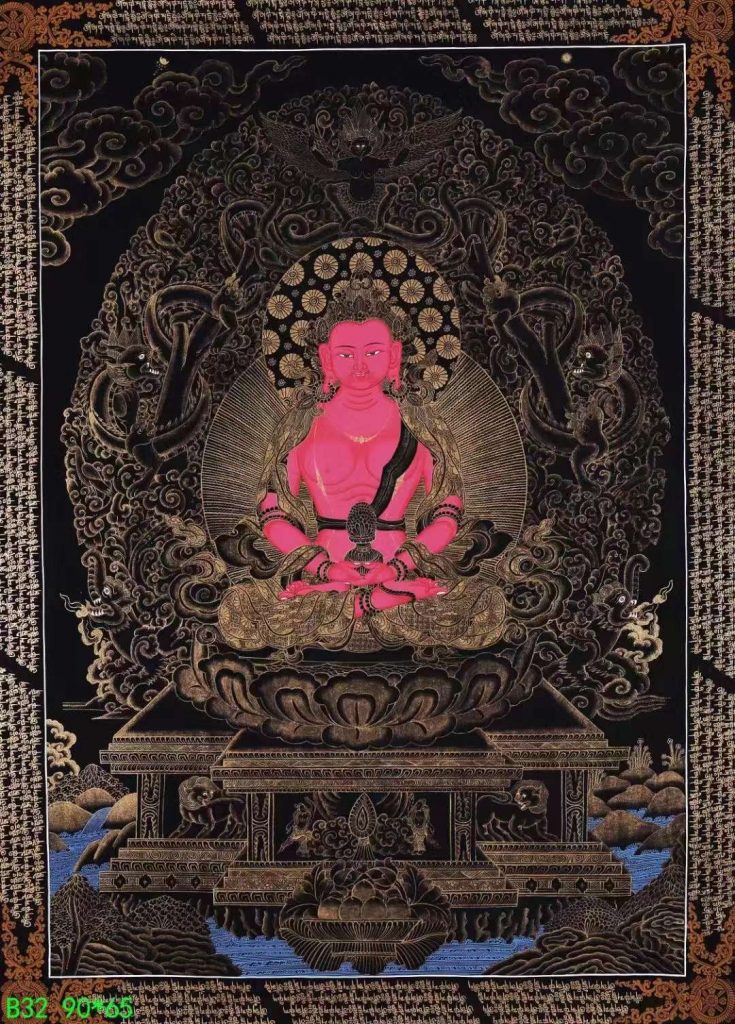 编号138-242934：黑金唐卡-长寿佛（90*65CM左右）