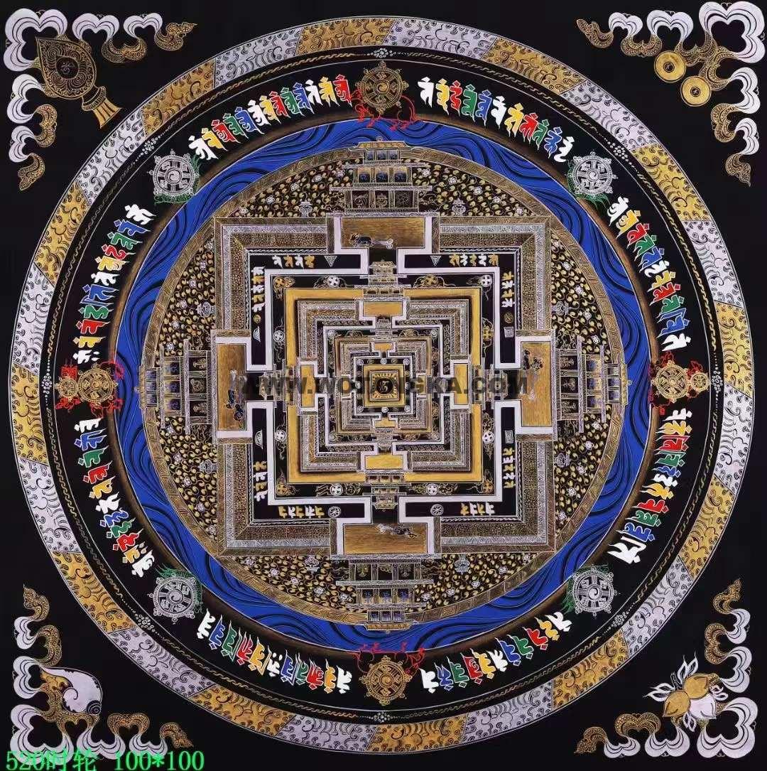 编号138-341462：彩绘唐卡-时轮金刚坛城（100*100CM左右）