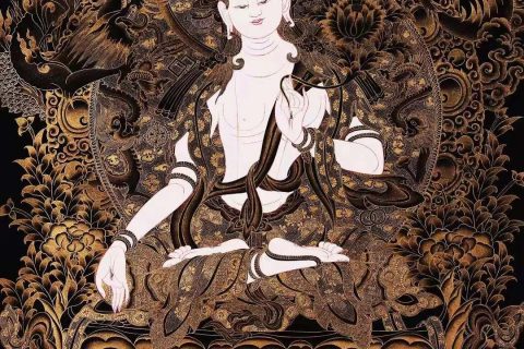 编号138-390202：黑金唐卡-白度母（87*62CM左右）
