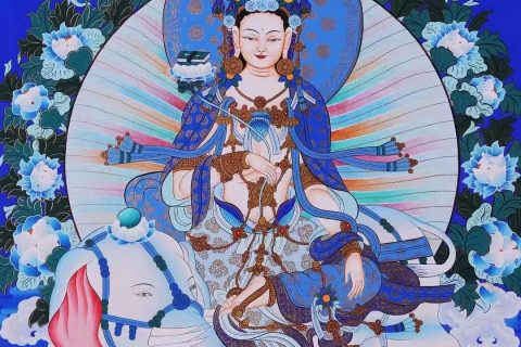 编号138-523288：蓝金唐卡-普贤菩萨（75*50CM左右）